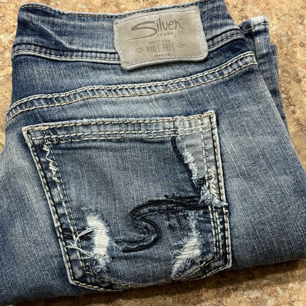 Silver crop jeans